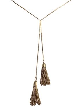 J. Crew Lariat Double Tassel Necklace